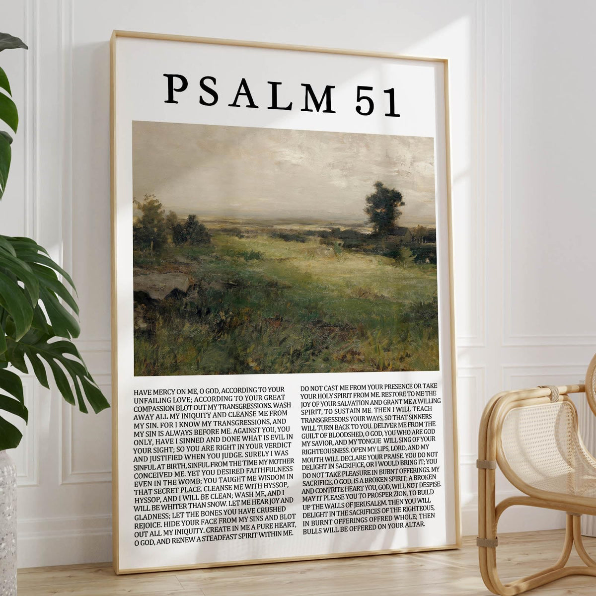 Psalm 51 — Vintage Landscape Wall Art (16×24, Unframed)