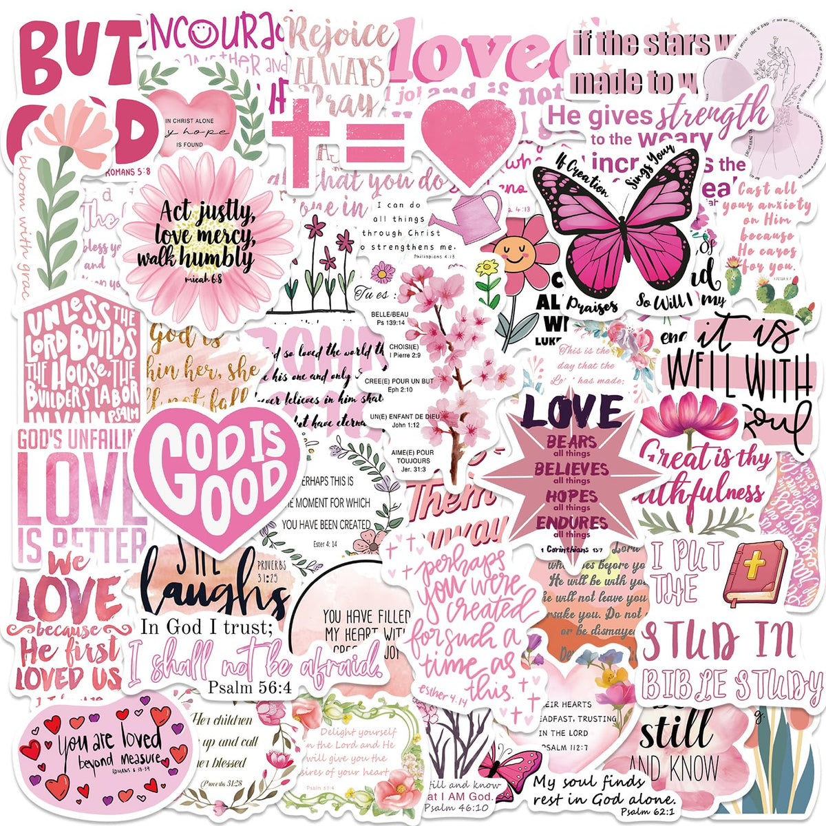 Pink Bible Verse Stickers — 100-Piece Set