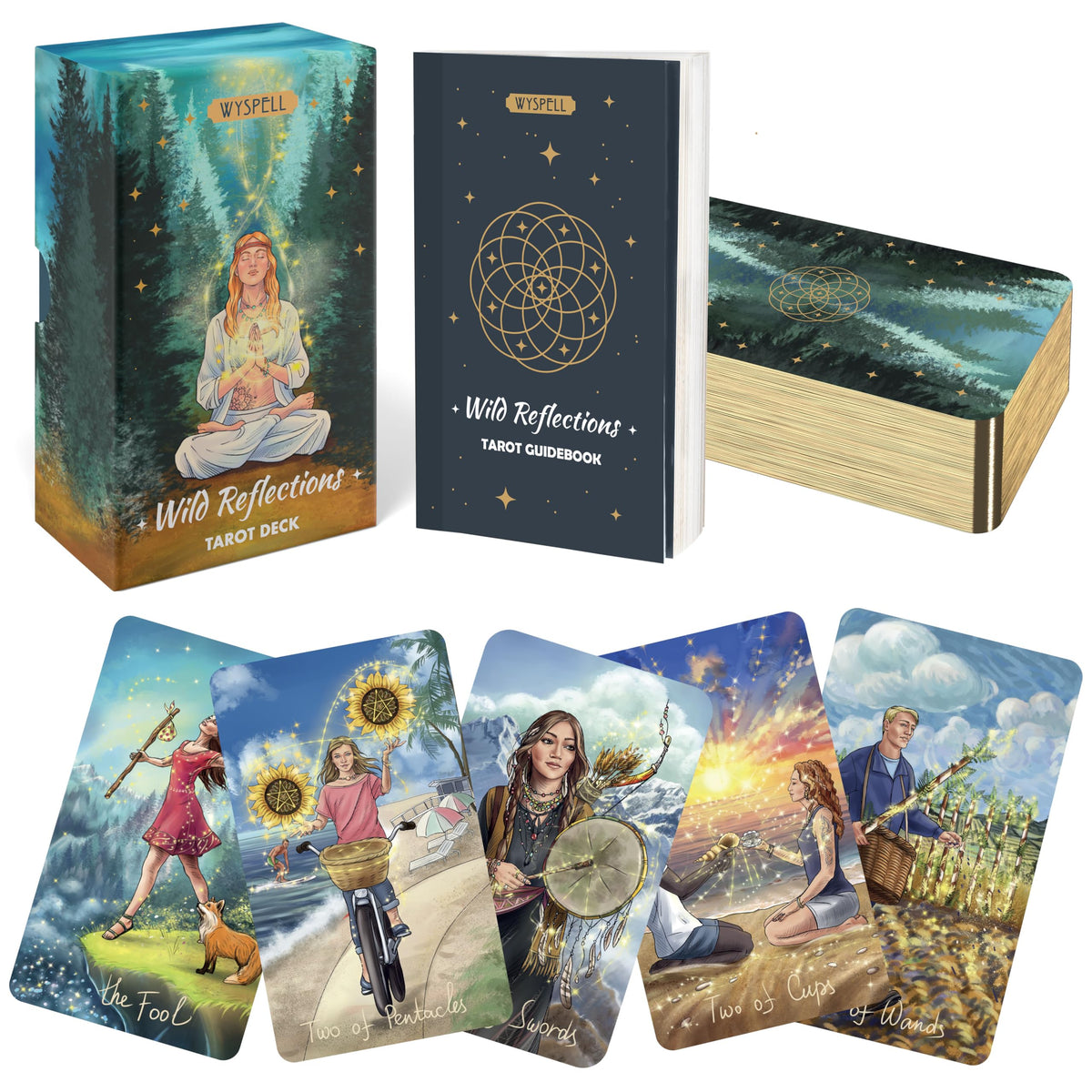 Wyspell Wild Reflections Tarot Cards: Nature-Inspired Tarot Cards with Guide Book - Beautiful Tarot Cards Set - Tarot Cards for Beginners