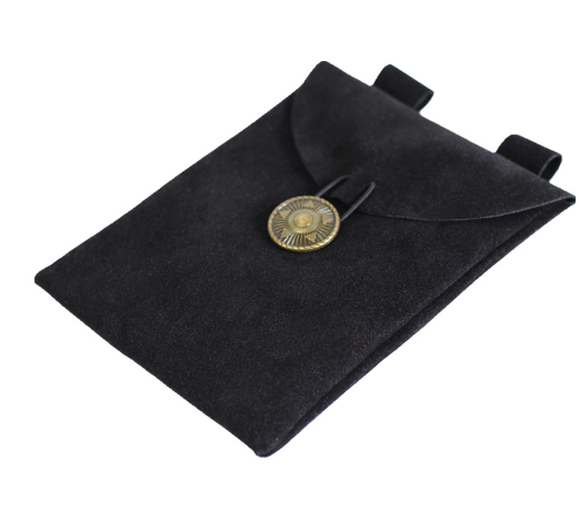 Medieval Renaissance Black Suede Leather Bag