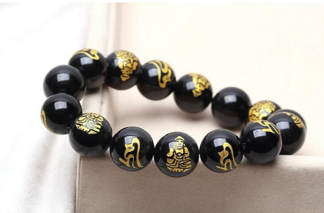 Natural Obsidian Couples Bracelet - Obsidian Beads