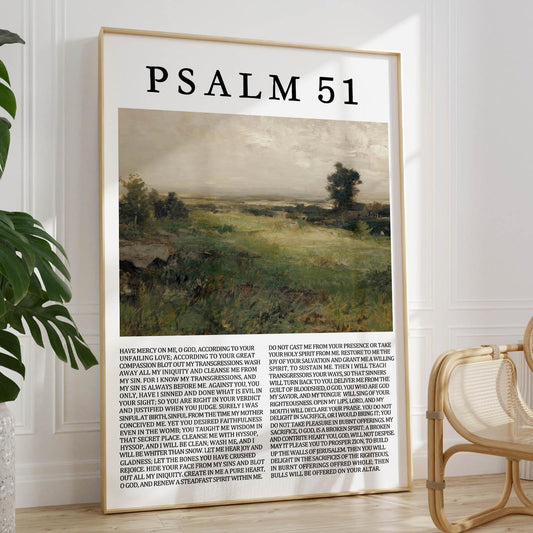 Psalm 51 — Vintage Landscape Wall Art (16×24, Unframed)