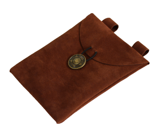 Medieval Renaissance Black Suede Leather Bag