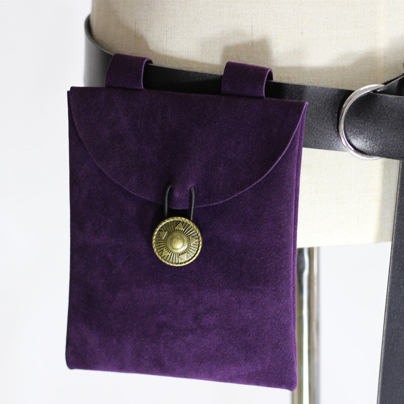 Medieval Renaissance Black Suede Leather Bag