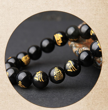 Natural Obsidian Couples Bracelet - Obsidian Beads