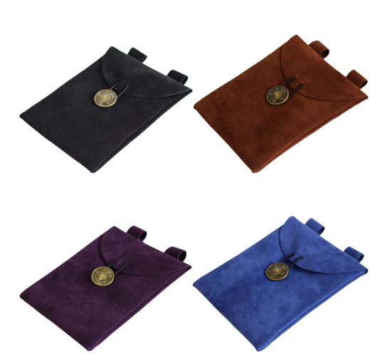 Medieval Renaissance Black Suede Leather Bag