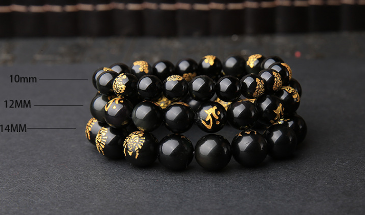 Natural Obsidian Couples Bracelet - Obsidian Beads
