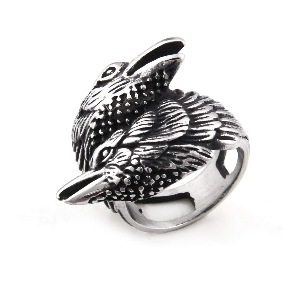 Gungneer Viking Raven Skull Valknut Ring Stainless Steel Norse Pagan Protection Jewelry Ring Men Women