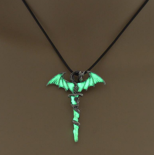 Glow-in-the-Dark Dragon Pendant Necklace