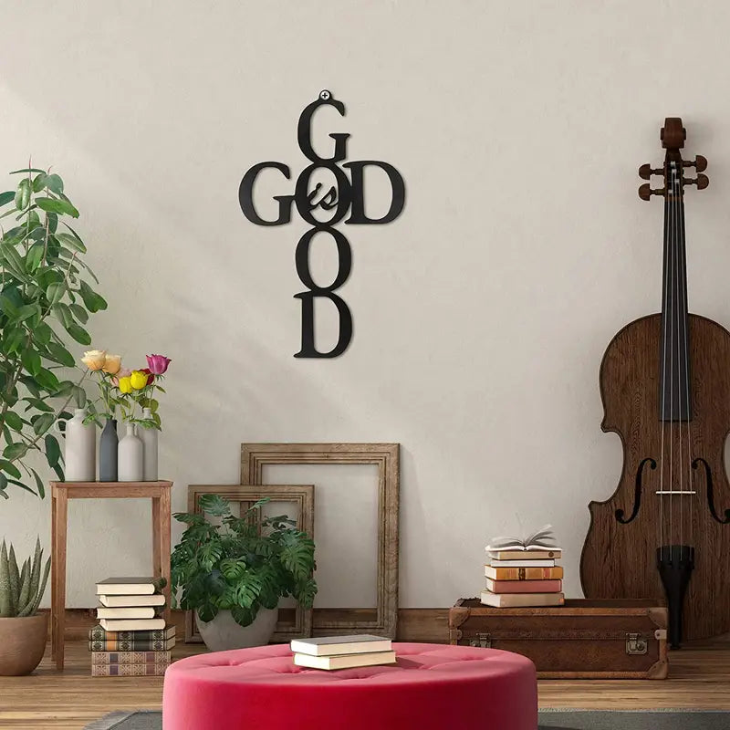 God Is Good — Metal Cross Wall Art
