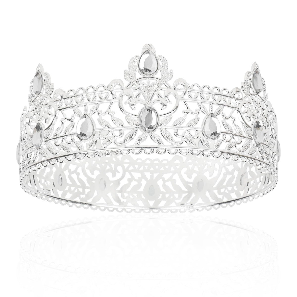 King Crown CIEHER King Crowns for Men Crystal Baroque Wedding Crown Men Prom Crown Prince Tiara Women Evil Crown for Birthday King Halloween Costume Birthday Decorations for Men Silver King Crown