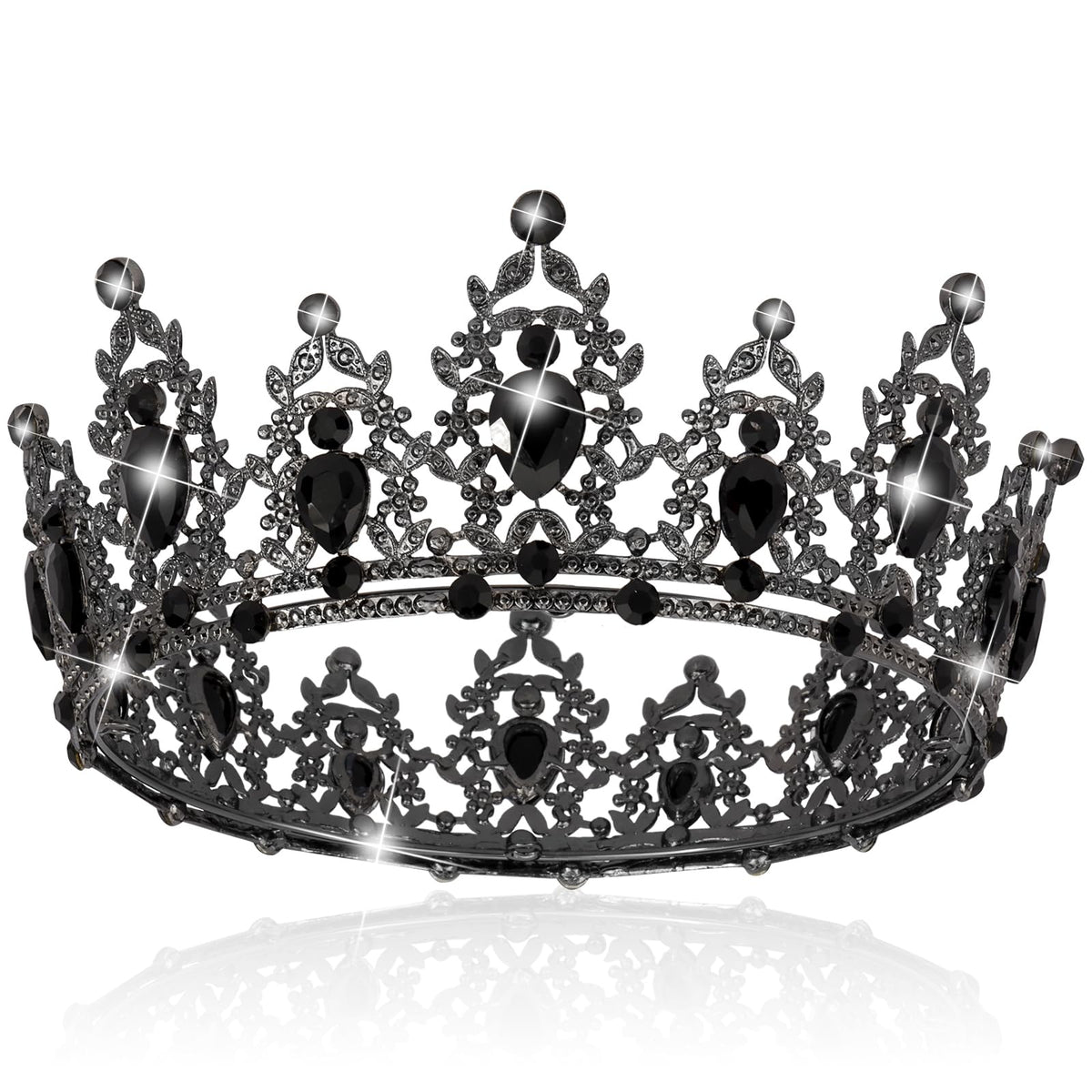 TOBATOBA Black Crown Black Tiara for Women Queen Crown Black Swan Costume Gothic Crown for Halloween Costume Royal Crown Princess Crown Tiara Wedding Birthday Crown Pageants Proms Cosplay