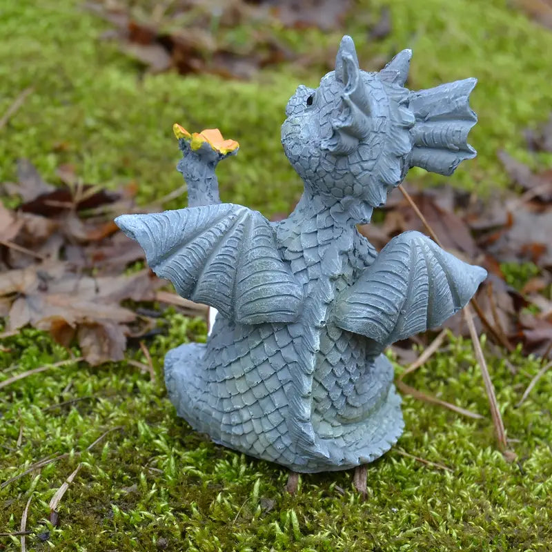 Mini Dragon Reading Book Sculpture - Cute Resin Figurine