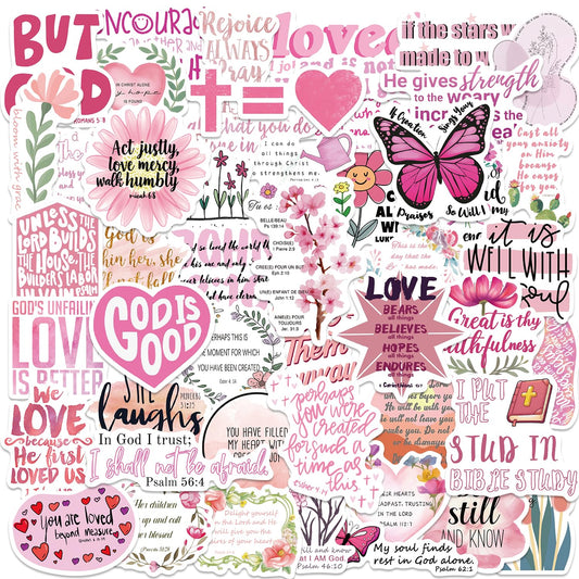 Pink Bible Verse Stickers — 100-Piece Set