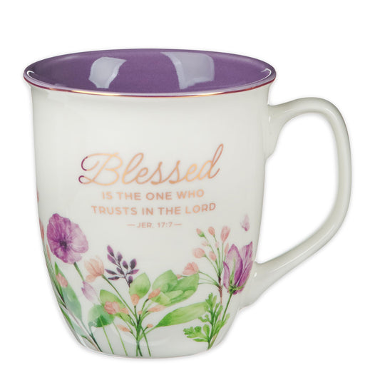 Blessed — Floral Scripture Mug (14 oz)