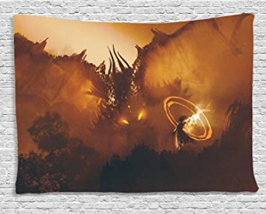 Brown Dragon Tapestry Wall Hanging