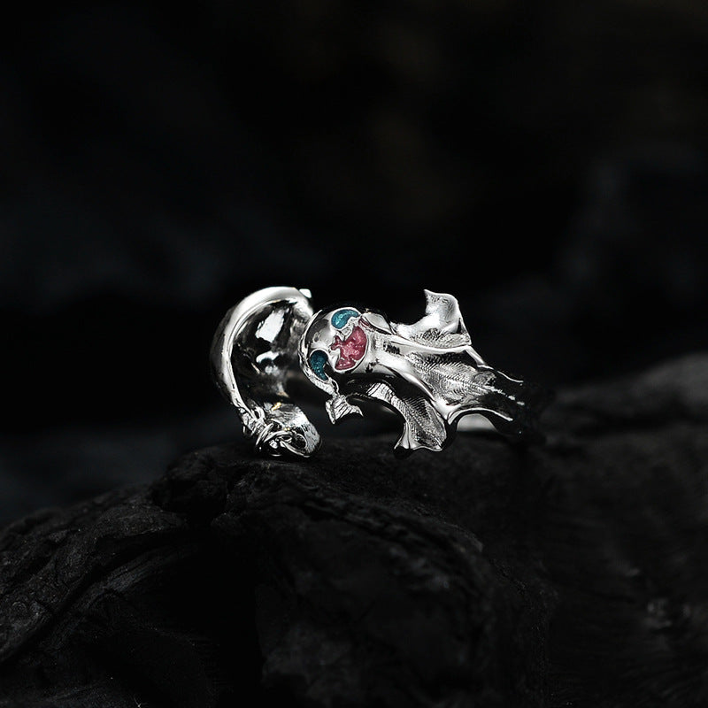 S925 Sterling Silver Wizard Hat and Ghost Ring