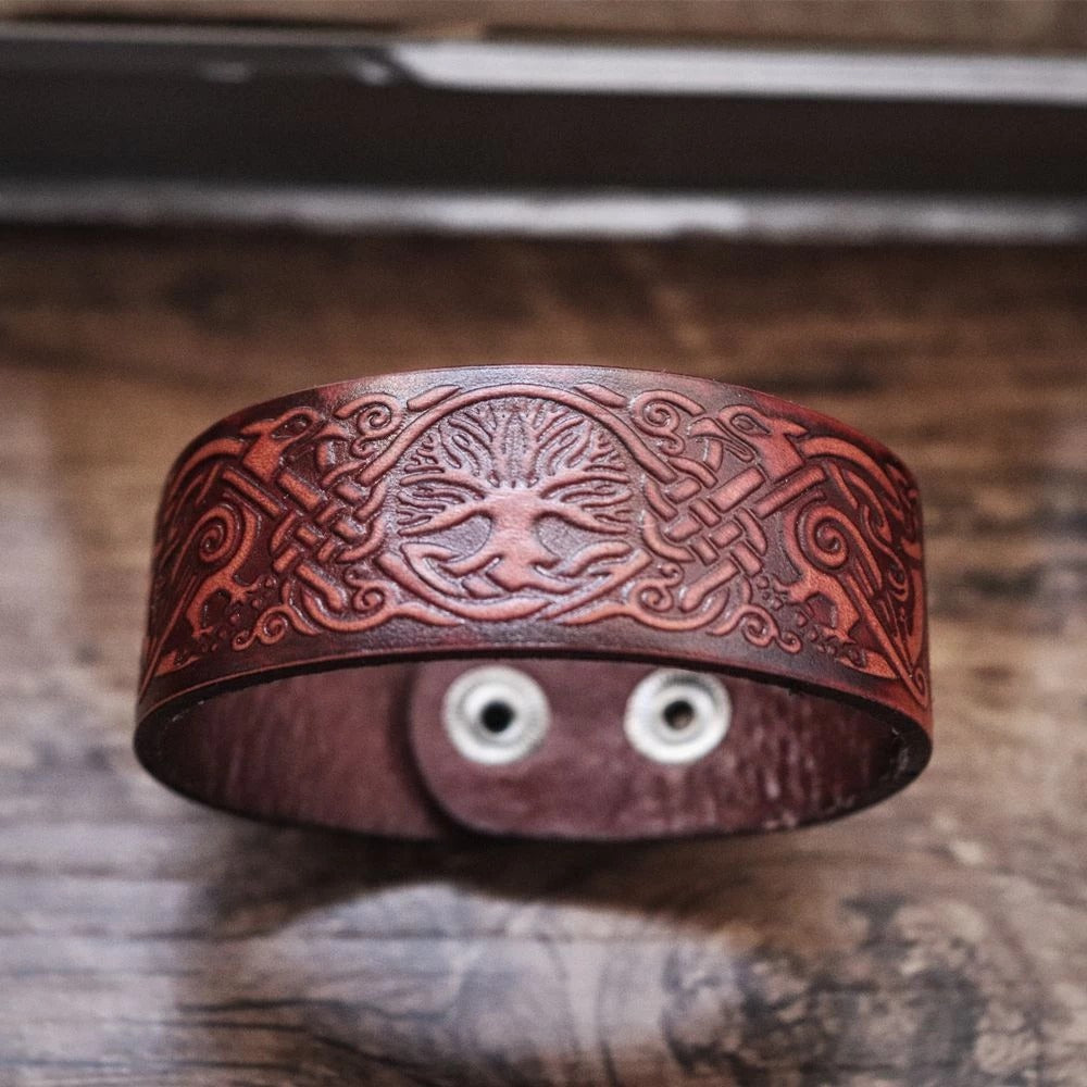 Viking Tree of Life Leather Bracelet (Viking Style)