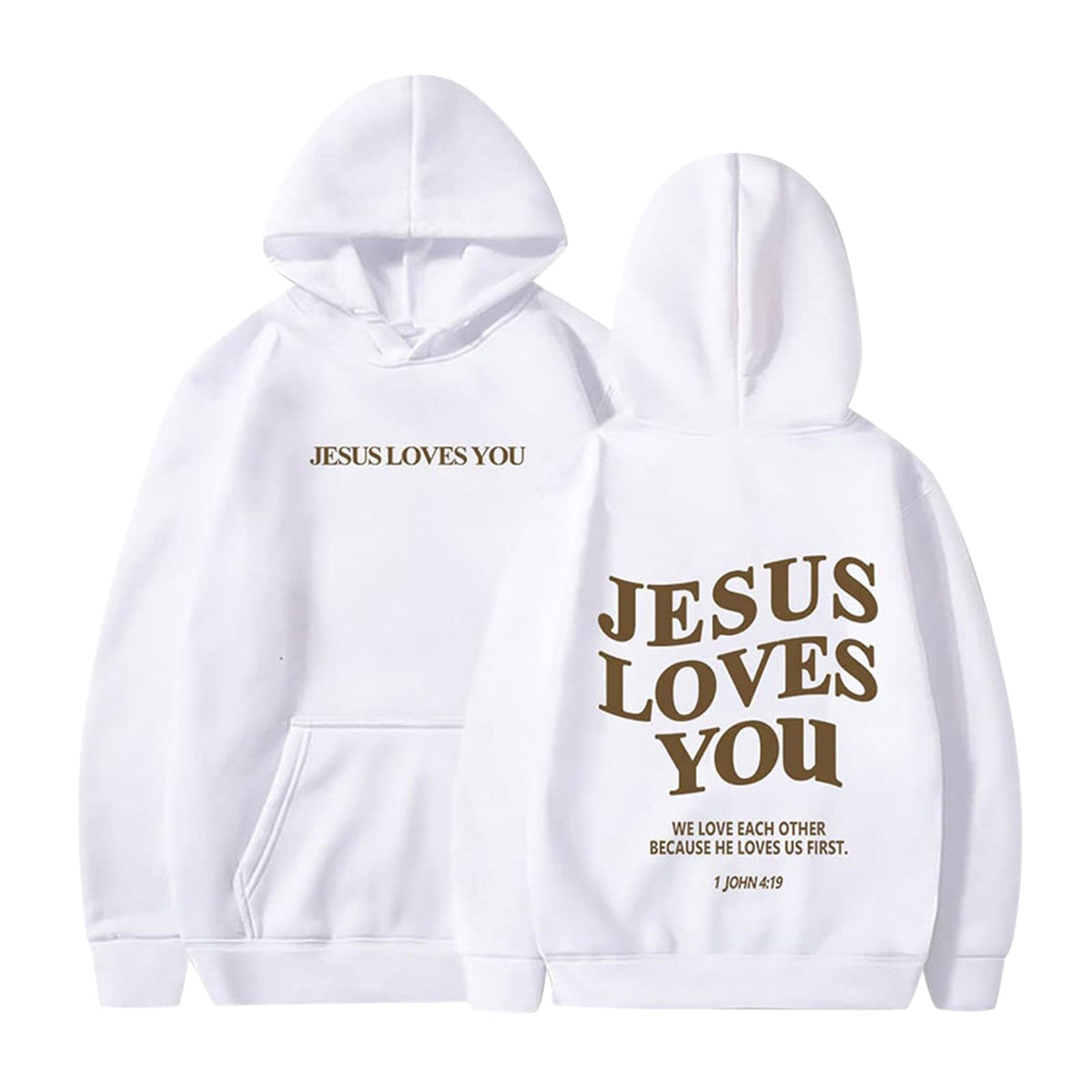 Jesus Loves You — White Christian Hoodie (XXL)