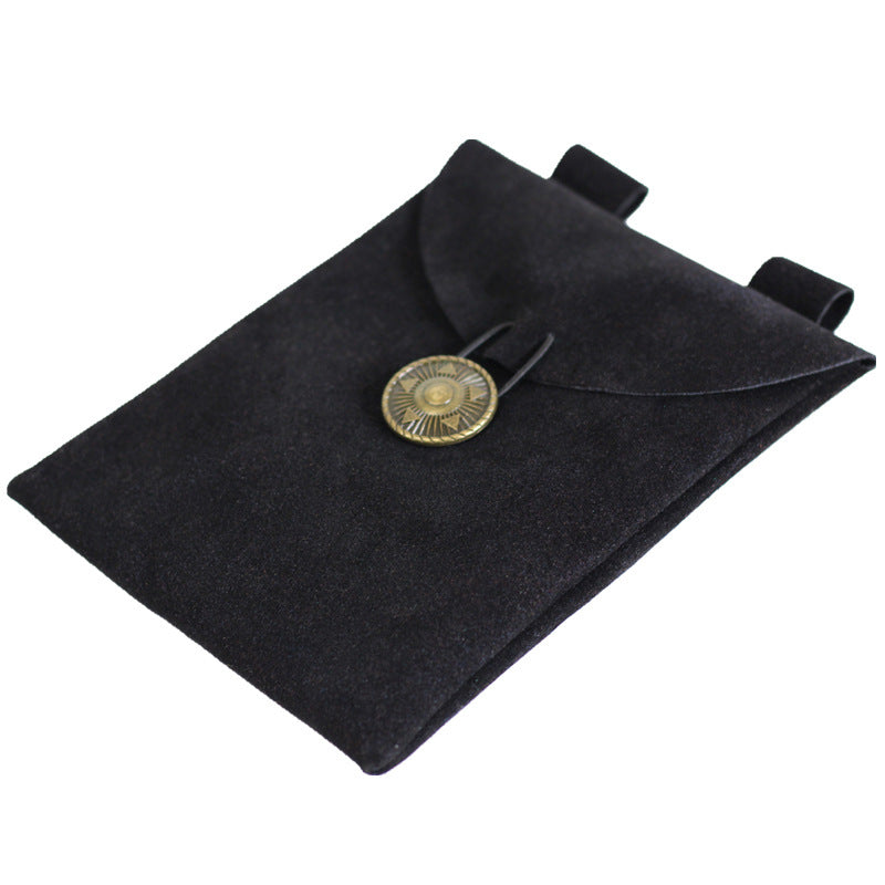 Medieval Renaissance Black Suede Leather Bag