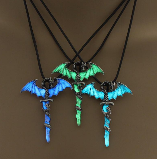 Glow-in-the-Dark Dragon Pendant Necklace