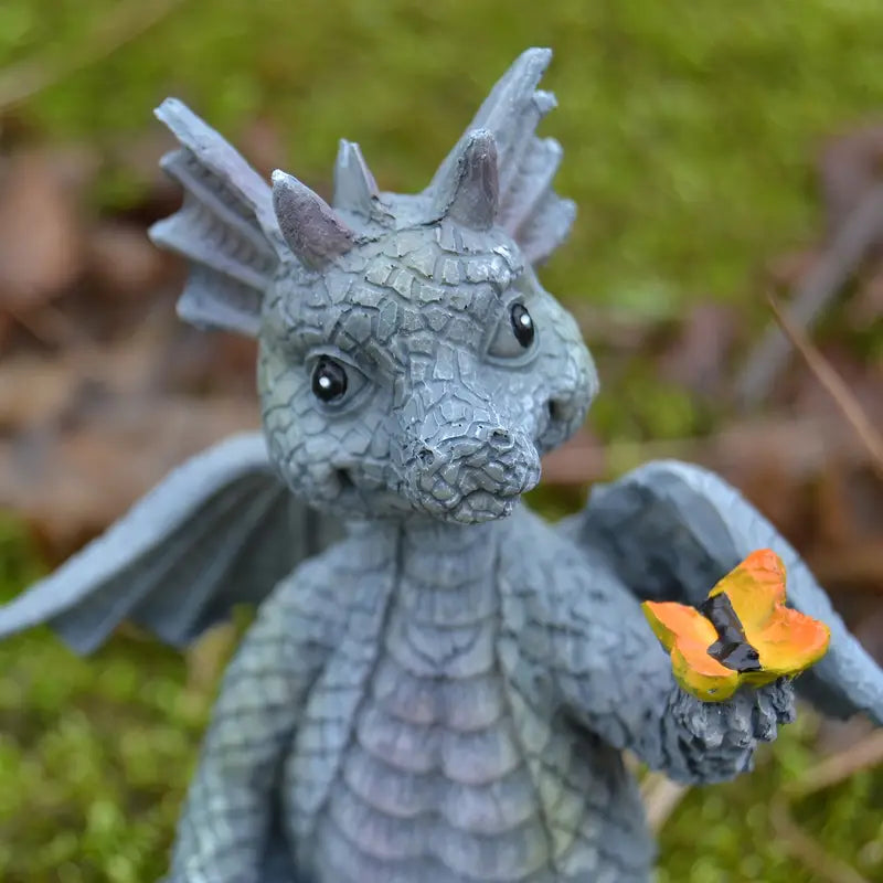 Mini Dragon Reading Book Sculpture - Cute Resin Figurine